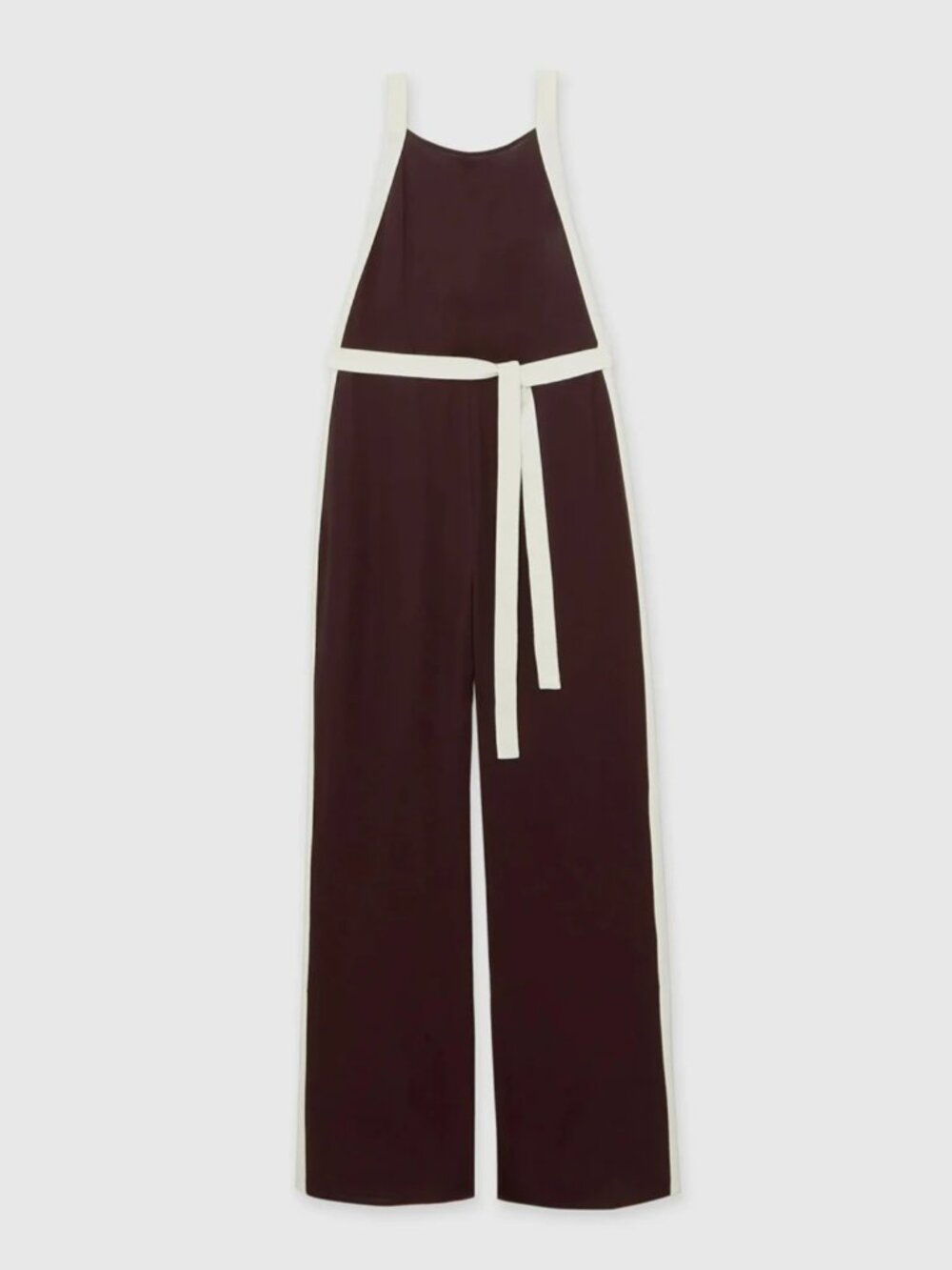 REISS Salma Colourblock Wide Leg Belted Jumpsuit 6/8/12 Burgundy/Cream - Picture 7 of 11
